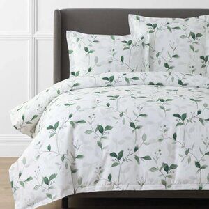Botanic Meadow Premium Smooth Wrinkle-Free Sateen Duvet Cover - Evergreen